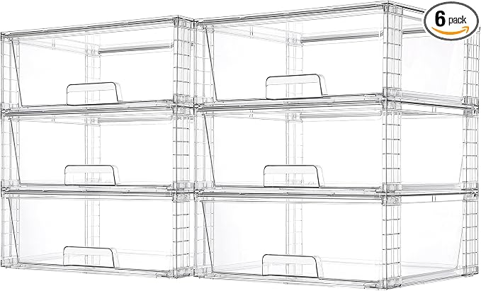 Vtopmart 6 Pack Large Stackable Storage Drawers, Easily Assemble Acrylic by Vtopmart