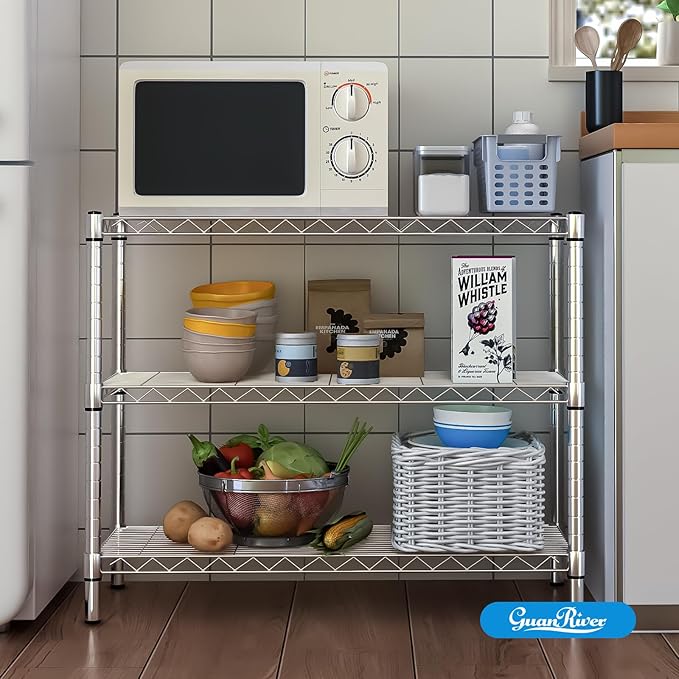 3-Shelf Adjustable Metal Shelf Wire Shelving Storage Rack - Image 7