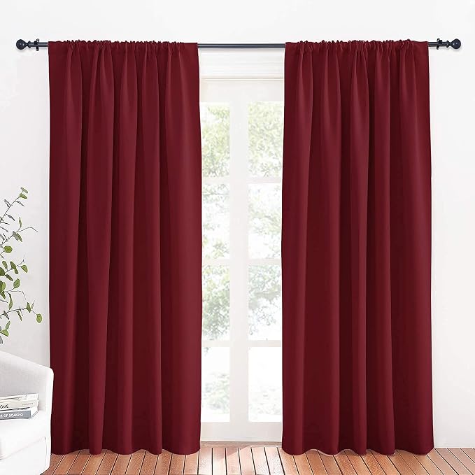 RYB HOME Large Curtains for Living Room 84 inches Length, W 70 x L 84, Burgundy by RYBHOME