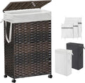 70L Slim Laundry Hamper with Lid & Wheels, Rolling Laundry Basket with 2 by Hiagnete