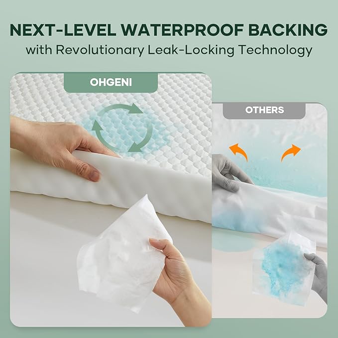 OhGeni 100% Waterproof Mattress Protector, Fitted Sheet, Full -2 Pack - Image 8