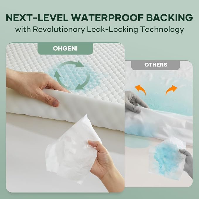 OhGeni 100% Waterproof Mattress Protector, Mini Crib Size Mattress Pad - Image 3