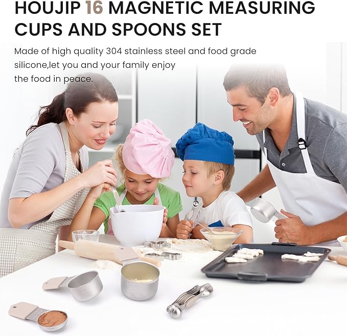 Magnetic Measuring Cups and Spoons Set-Heavy Duty 304 Stainless Steel，Double - Image 3