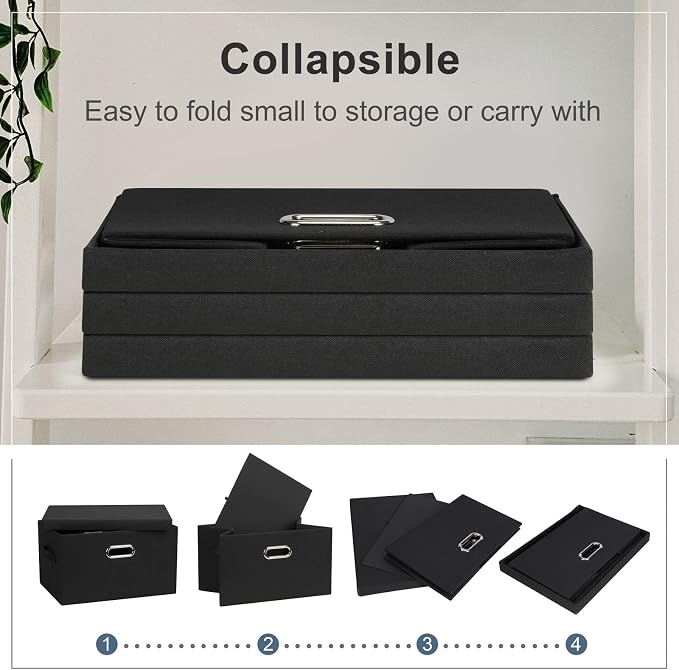 Medium 15" 21 Quart Collapsible Stackable Storage Bins - Image 5