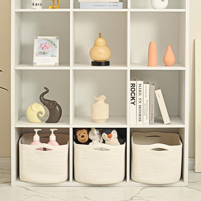 Large Storage Baskets for Organizing Shelves, Woven Cotton Rope Bins for Baby - Image 5