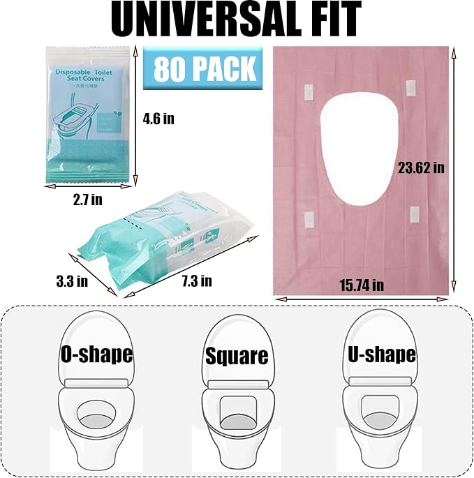 80 Pack Toilet Seat Covers Disposable 16x24 Inch XL Portable Toilet Liners - Image 2