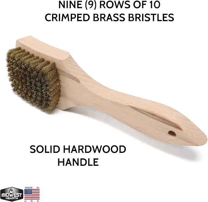 Brass Wire Utility Scrub Brush for Cleaning 9" Hardwood Handle - Image 3