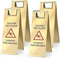 LEIFIDE 4 Pcs Stainless Steel Wet Floor Caution Sign Bulk 8.8 Pound Portable by LEIFIDE