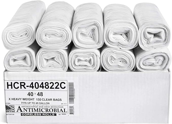 Aluf Plastics High Density Trash Bags, 45 Gallon, 22 Micron, by AlufPlastics