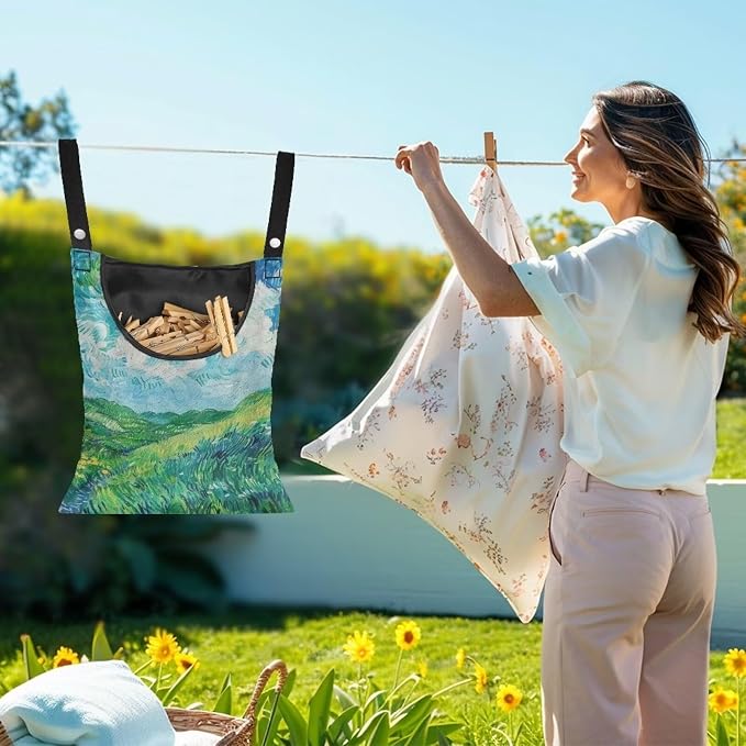 Van Gogh Wheatfield Laundry Clothespin Bags Hanging Storage Organizer 12 x 14.5 - Image 2