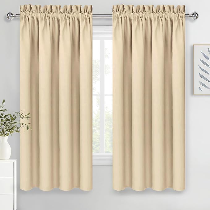 DWCN Beige Curtains for Bedroom Thermal Insulated Room Darkening Drapes for by DWCN