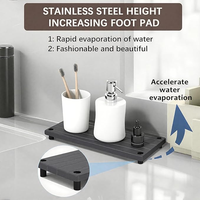 Quick Dry Sink Caddy Kitchen Sink Organizer, Water Absorbing Stone Tray - Image 3