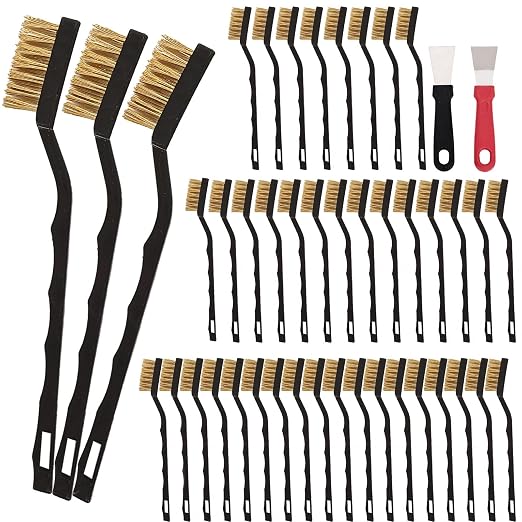 40 Pcs Mini Wire Brush Brass Brush Set, Curved Handle Masonry Brush Wire Brush by Unknown