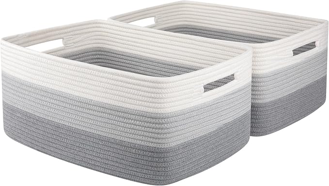 Large Storage Basket for Organizing, Woven Rope Basket for Shelves, Closet by OIASKET