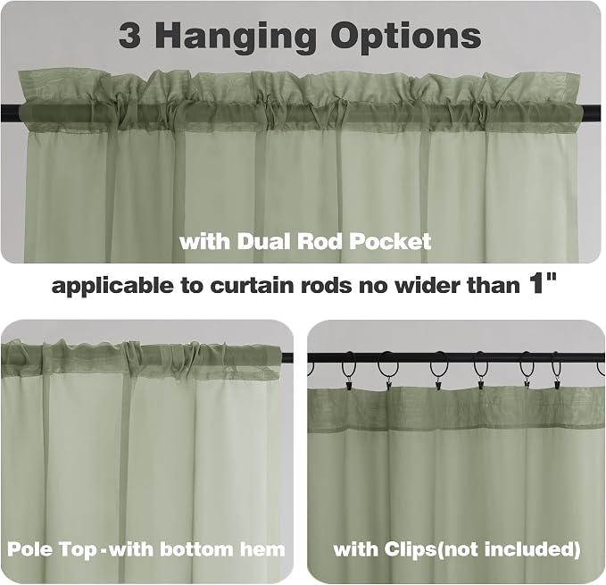Chyhomenyc Sheer Sage Green Valances - Image 4