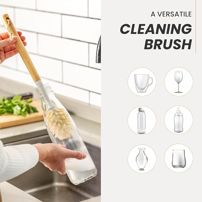 Vigar Zeroline 13.9" Long Bamboo Dish Brush, Ideal Dish Brush - Image 4