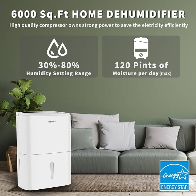 Shinco 6, 000 Sq.Ft Energy Star Dehumidifier - Image 3