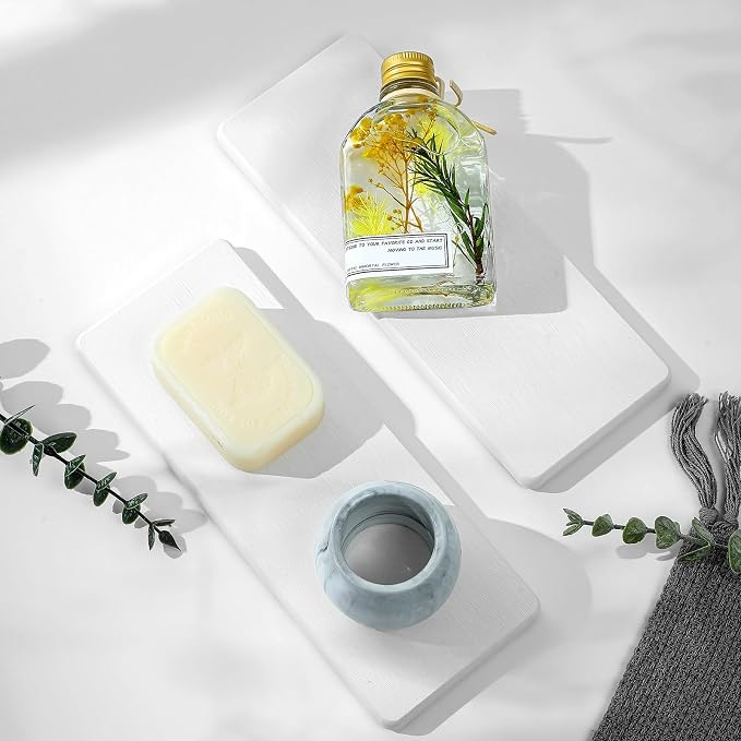2PCS Bathroom Sink Trays, Water Absorbing Diatomite Stone Quick Drying Mat by Razborci