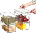 Clear Storage Bins With Lids, 4 Packs Food Storage Organizer, Stackable Kitchen by sgoostood