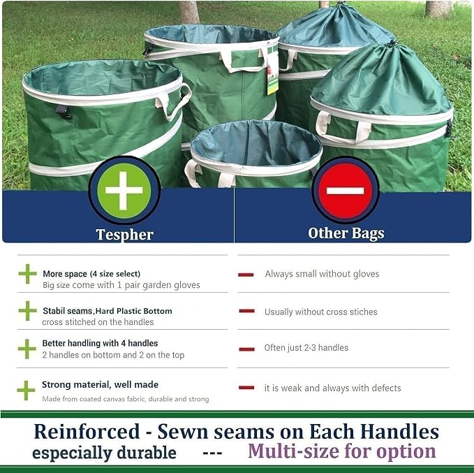 32-Gallon Collapsible Trash Can Hard-Shell Bottom Yard Garden Bag - Image 8