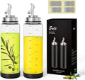 Suli Glass Olive Oil Dispenser Bottle -2 Pack17oz Oil and Vinegar Cruet Set by Suli
