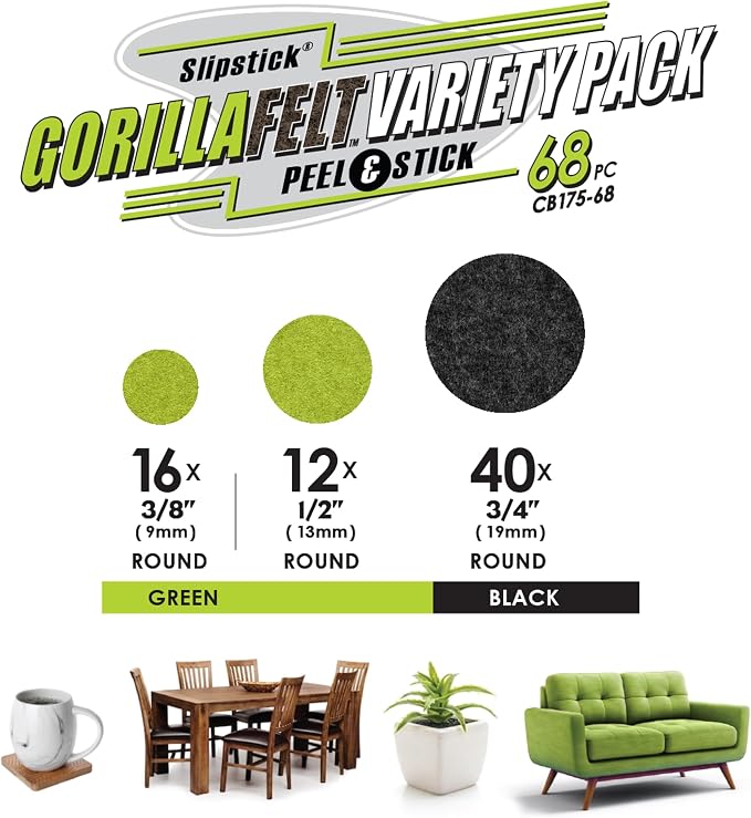 Slipstick Gorilla Felt ¾ Inch Furniture Pads Premium Furniture Pads & Chair Leg - Image 3