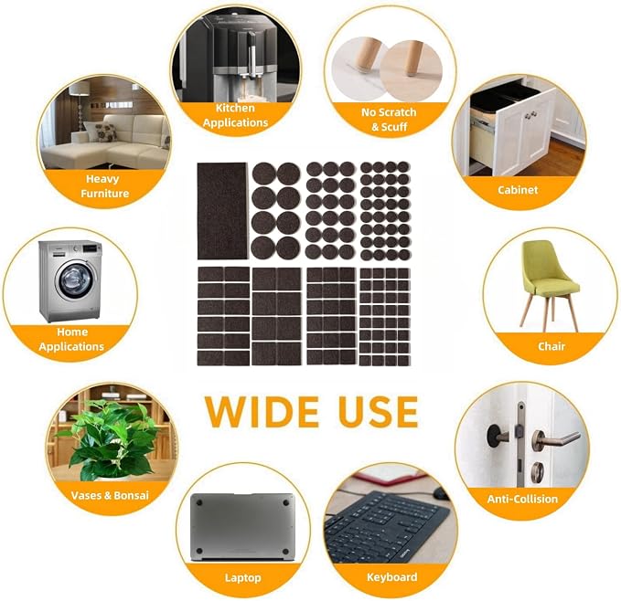 Felt Furniture Pads for Hardwood Floors 129 Piece, Furnigear Anti Scratches - Image 5