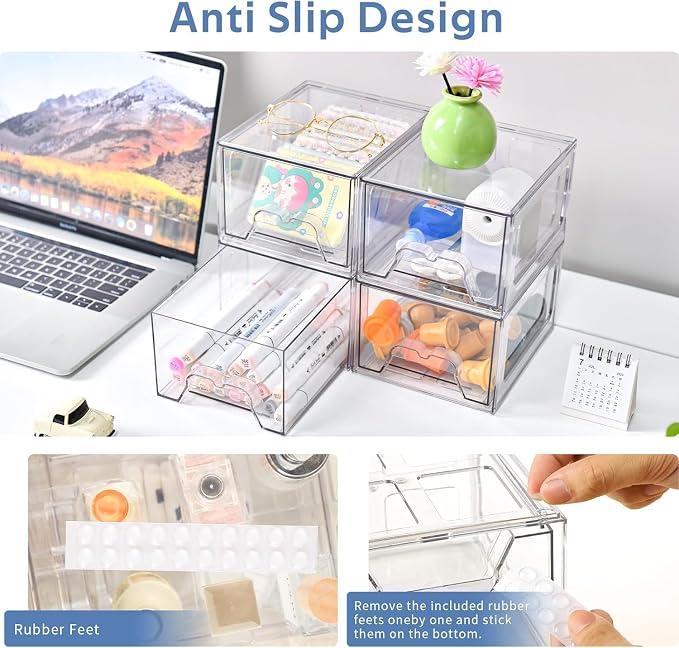 Plastic Drawers Storage, 8 Pack Clear Stackable Storage Drawers, Acrylic - Image 4