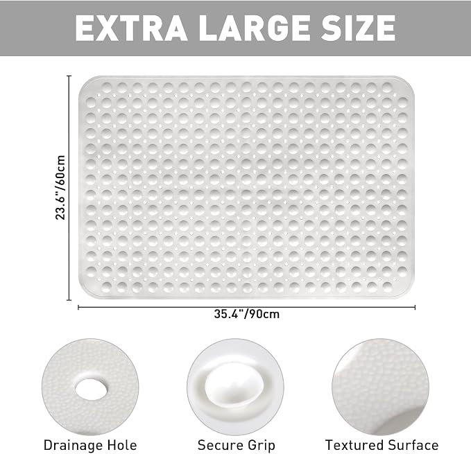 Shower Mat Non Slip: 35.4 x 23.6 Inch Extra Large TPE Shower Mats - Image 2