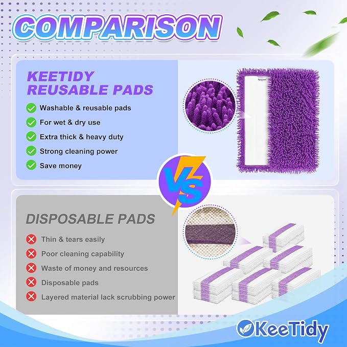 Wet Jet Pads Compatible with Swiffer Wetjet, Reusable Wet Jet Refill - Image 5