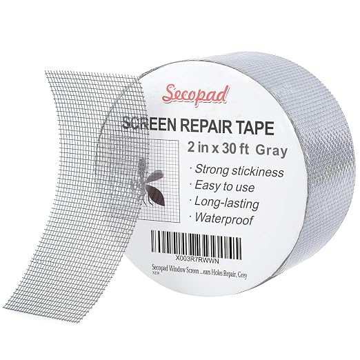 Grey Window Screen Repair Tape, 2IN X 30FT Screen Repair Kit by Secopad