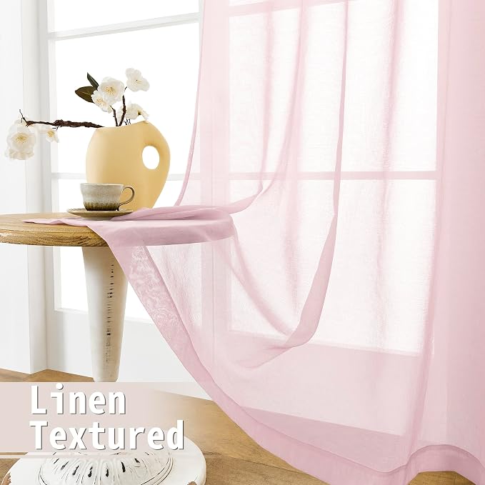 Tollpiz Short Sheer Door Curtain Closet Linen Textured Curtain Sheers Doorway - Image 4