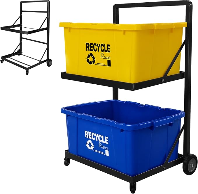 Recycling Cart, 2-Tier Recycle Bin Cart by Unknown