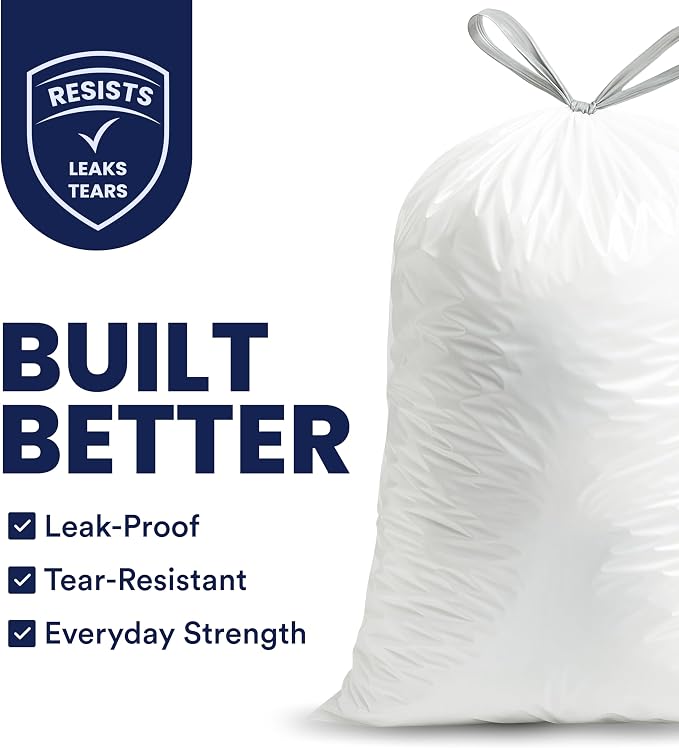 Plasticplace 13 Gallon Trash Bags â”‚ 1.2 Mil â”‚ White Drawstring Garbage Can - Image 2