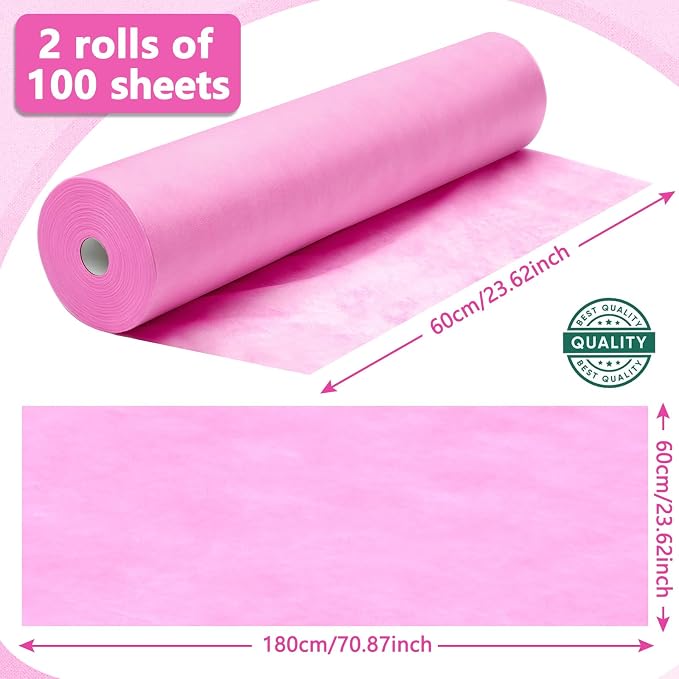 Tudomro 2 Roll Disposable Non Woven Bed Sheets 24 x 71 Inch Massage Table Paper - Image 2