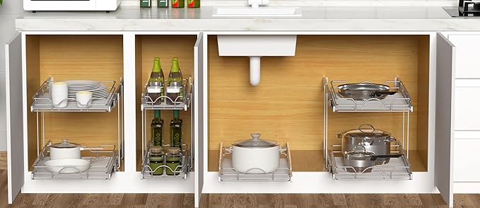 OCG 2 Tier Pull Out Cabinet Organizer, Pull Out Drawers - Image 6