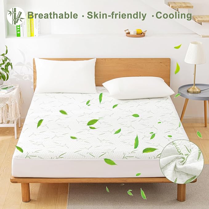 California King Mattress Protector Waterproof Mattress Pad Washable Bamboo - Image 7