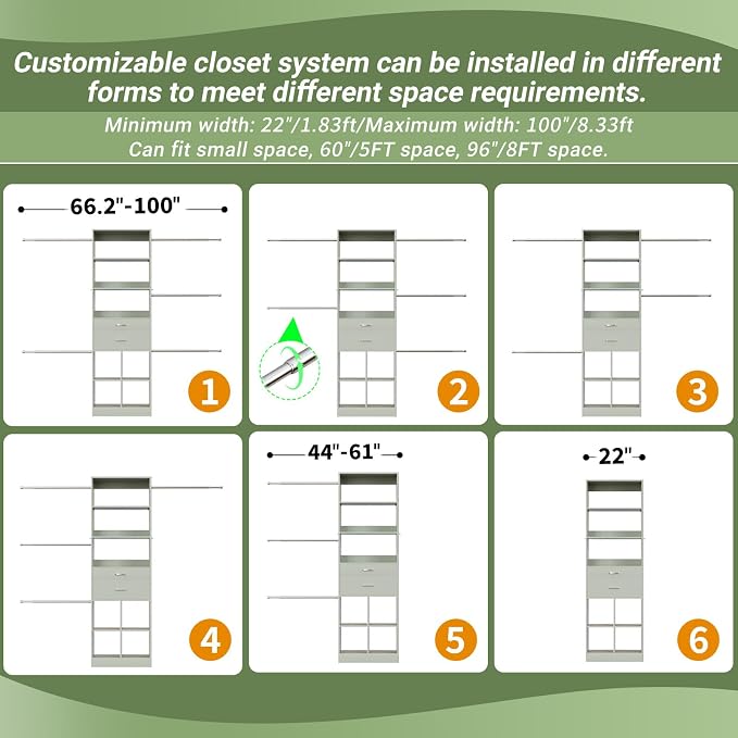 Closet System, 4-8 FT Closet Organizer Tower - Image 5