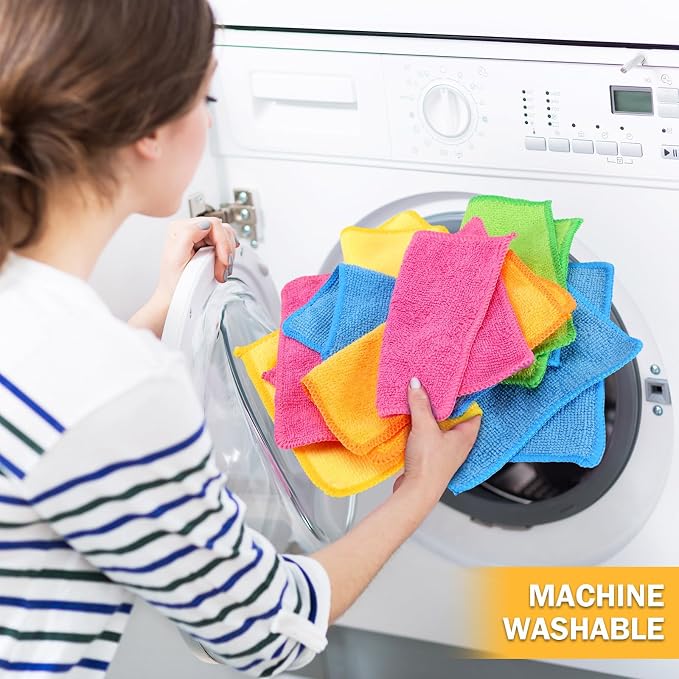 Tanlade Microfiber Cleaning Cloth 6"x6" Cleaning Rags Reasonable Kitchen Towels - Image 4