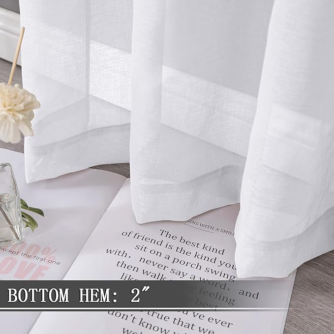 Tollpiz Sheer Curtains Linen Textured Living Room Curtain Sheers Light - Image 4