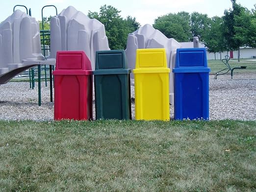 32 Gallon Square 100% Recycled Plastic Heavy Duty Commercial Outdoor or Indoor - Image 5