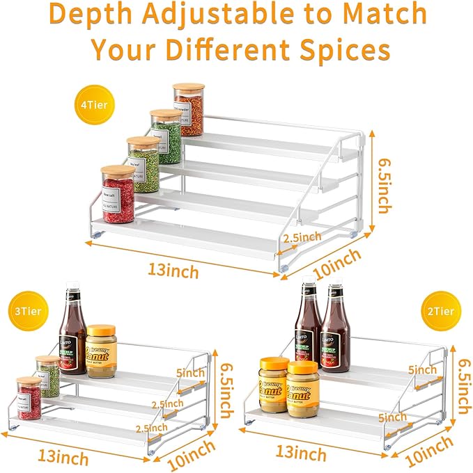 RCHYFEED Spice Rack Organizer for Cabinet, 4 Tier Spice Organization for - Image 4