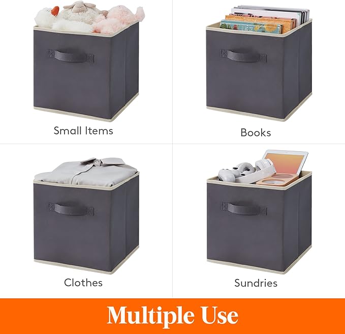 Lifewit Collapsible Fabric Storage Cubes Bins Set 13 Inch, Foldable Cubby - Image 6