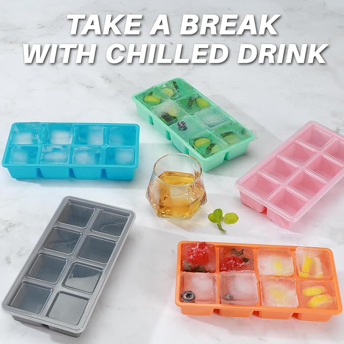 Large Ice Cube Trays, JRISBO 2 Pack Reusable Silicone Ice Cube Molds - Image 6