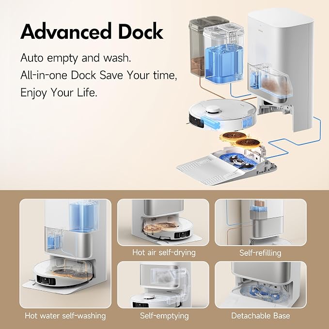 Mova P10 Pro Ultra Robot Vacuum and Mop 13, 000Pa Suction, 140°F Hot Water Auto - Image 4