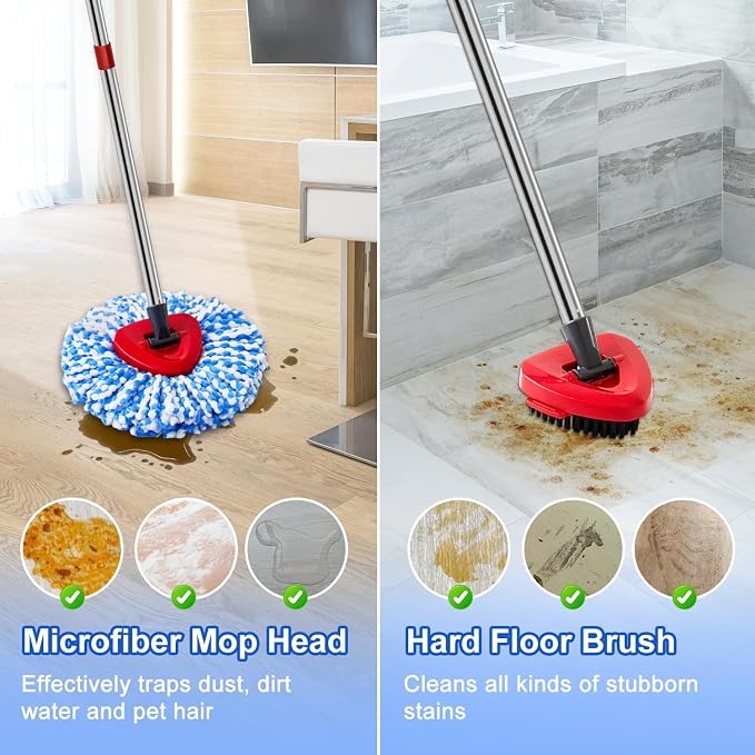 Spin Mop Handle Mop Heads and Base Replacement Sets Compatible - Image 4