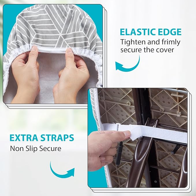 Wide Ironing Board Cover with Padding 18 x 49 inch Heat Reflective with Hook - Image 3