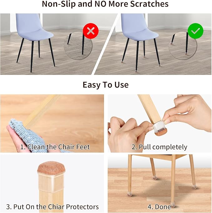 Ezprotekt 24 Pcs Small Clear Square Chair Leg Floor Protectors - Image 3