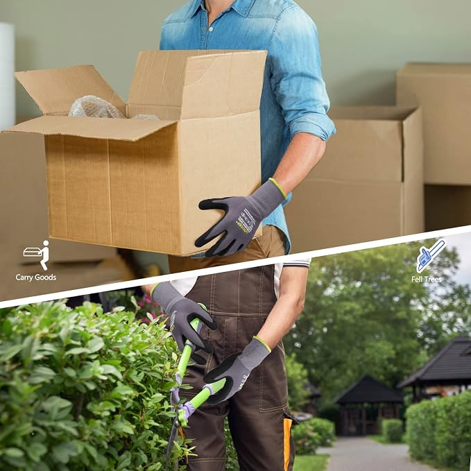 LOCCEF Work Gloves MicroFoam Nitrile Coated-6 Pairs, Seamless Knit Nylon Gloves - Image 5