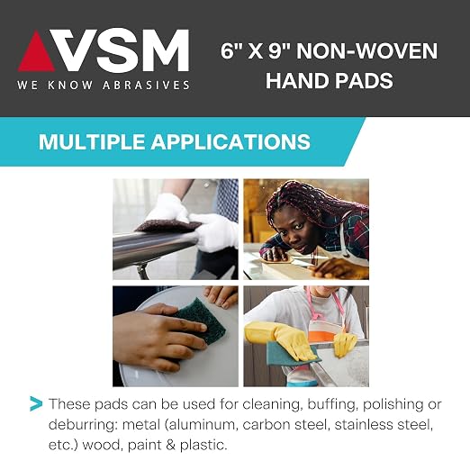 VSM 10-Pack: 6" x 9", Non-Woven Hand Pad, Aluminum Oxide Grains, Rust and - Image 5